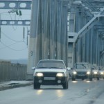 old bridge on river Volga